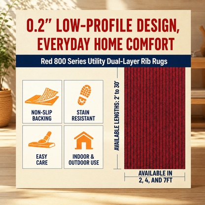 Non-Slip Ribbed Utility Mat – Red