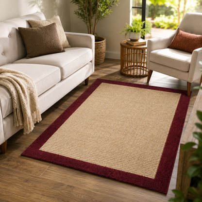 3-Piece Faux Sisal Area Rug Set – Red