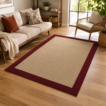 3-Piece Faux Sisal Area Rug Set – Red