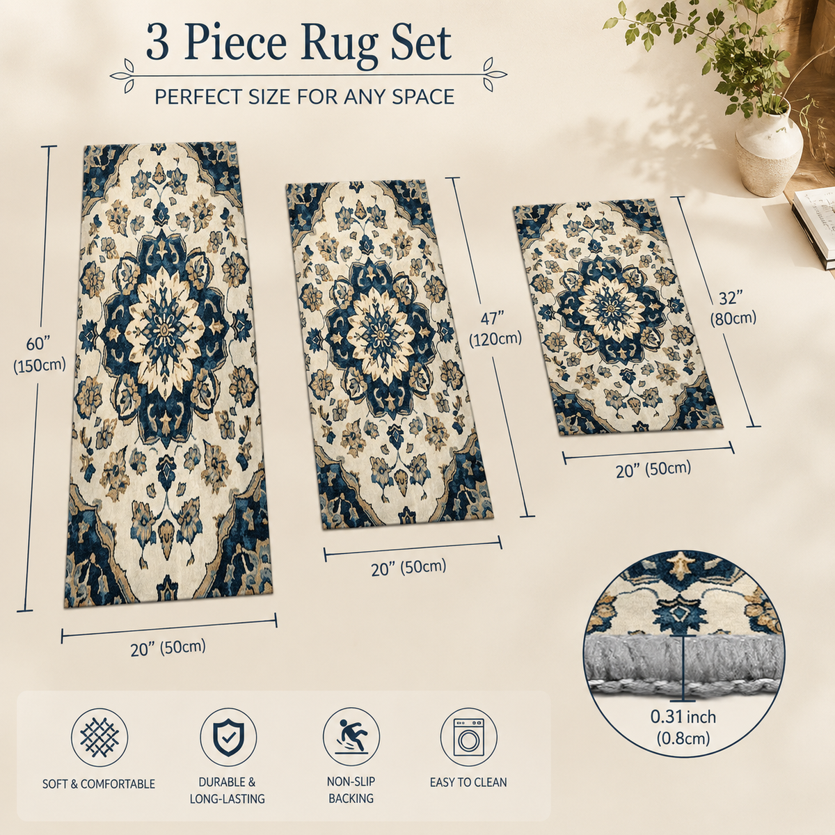 Washable Kitchen Mat Set